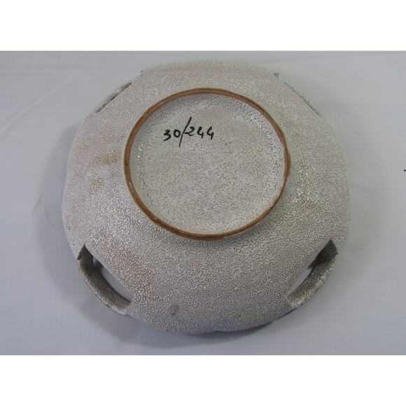 Vtg Pebble Glaze Console Bowl Handles Numbered MCM Fratelli Fanciullacci Italy - Picture 4 of 6